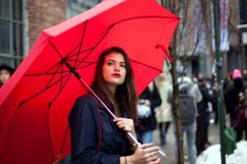 red umbrella new york fashion week street style Feburary 2013 angels point of view